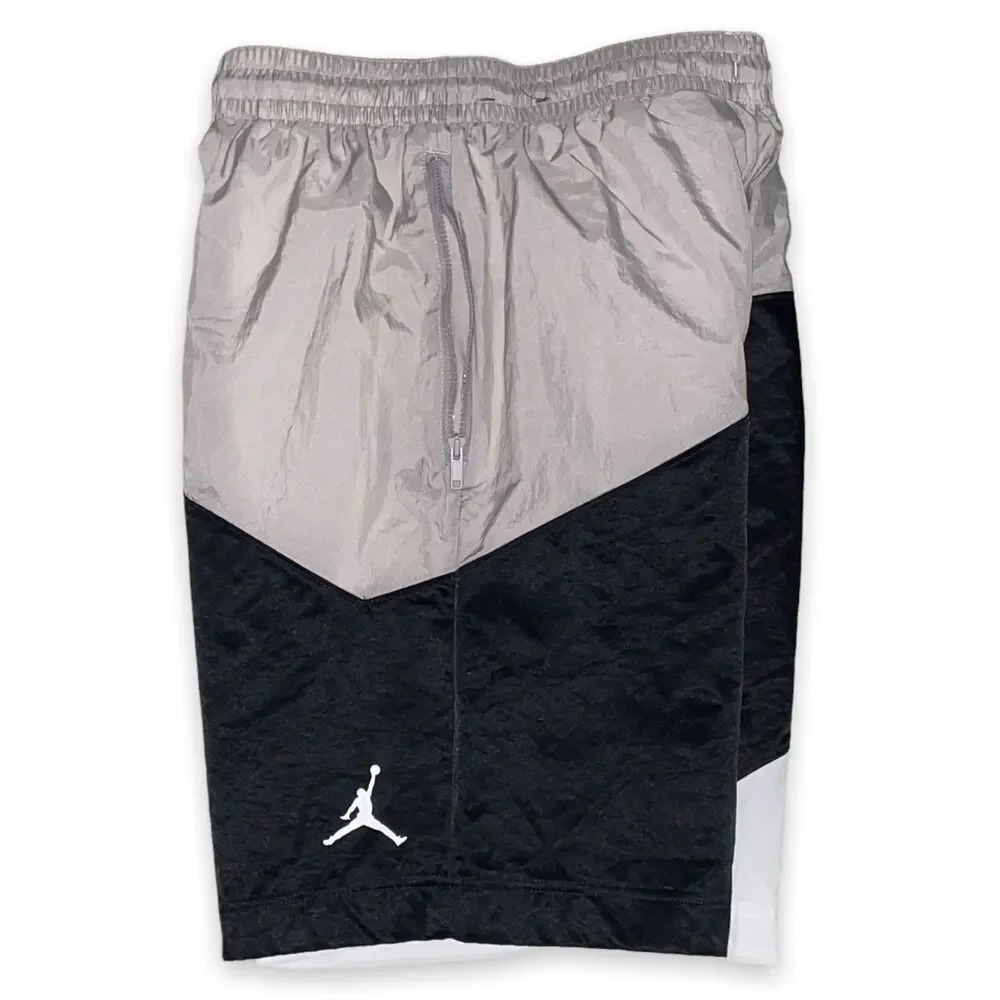 Jordan Vintage Rare Club Woven Track Shorts Nylon Black Silver White Small